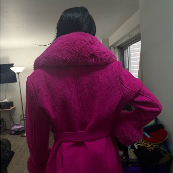 Women's Pink Double-Breasted Coat - Picture 7 of 15